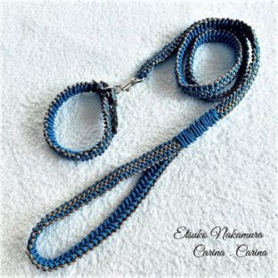 パラコード中、小型犬リード＆首輪セット　No2