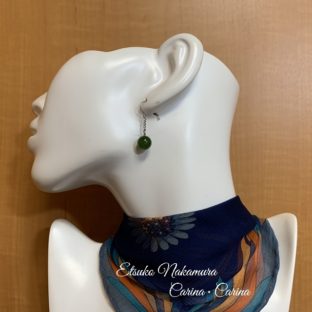 グリーンめのうシルバーチェーンピアス又はイヤリング