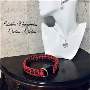 パラコード大、中型犬ブーツレースのマクラメ編み首輪No６