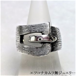 ベルトタイプいぶし銀シルバーユニセックスリングR72a