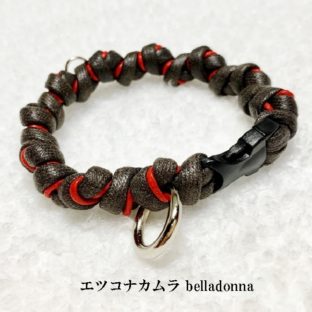 綿ロープこげ茶＆赤マクラメ編み