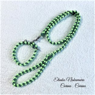 パラコード中、小型犬リード＆首輪セット　No16