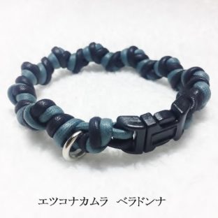 モスグリーンと黒の綿ロープマクラメ編み首輪