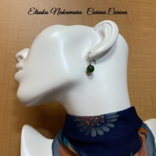 グリーンめのうブラピアス、イヤリング