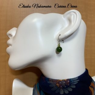 グリーンめのう＆ペリドットのブラタイプのピアス・イヤリング