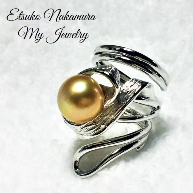 シルバーFPR38中央の南洋バロックゴールドフリーサイズリング