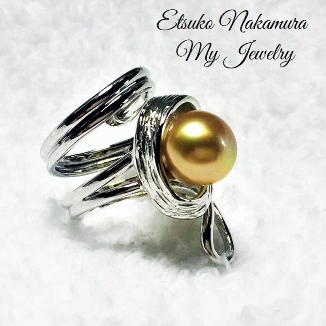 シルバーFPR38中央の南洋バロックゴールドフリーサイズリング