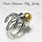 シルバーFPR38中央の南洋バロックゴールドフリーサイズリング