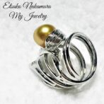 シルバーFPR38中央の南洋バロックゴールドフリーサイズリング