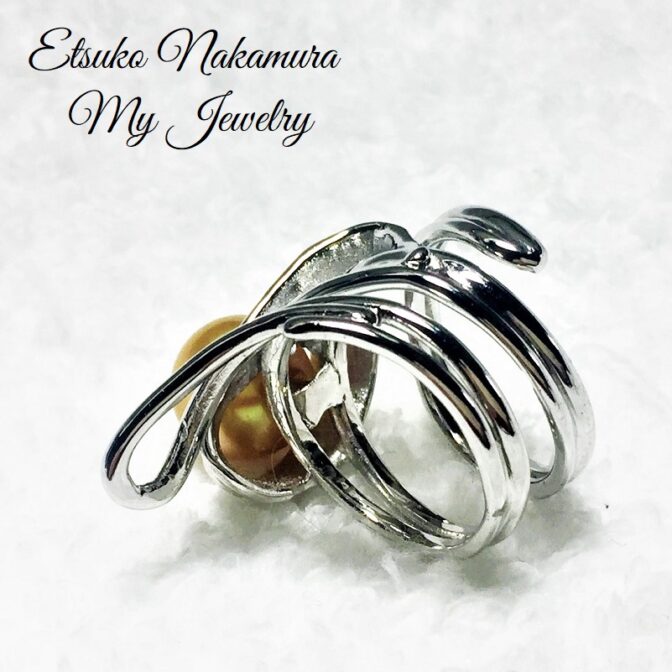 シルバーFPR38中央の南洋バロックゴールドフリーサイズリング