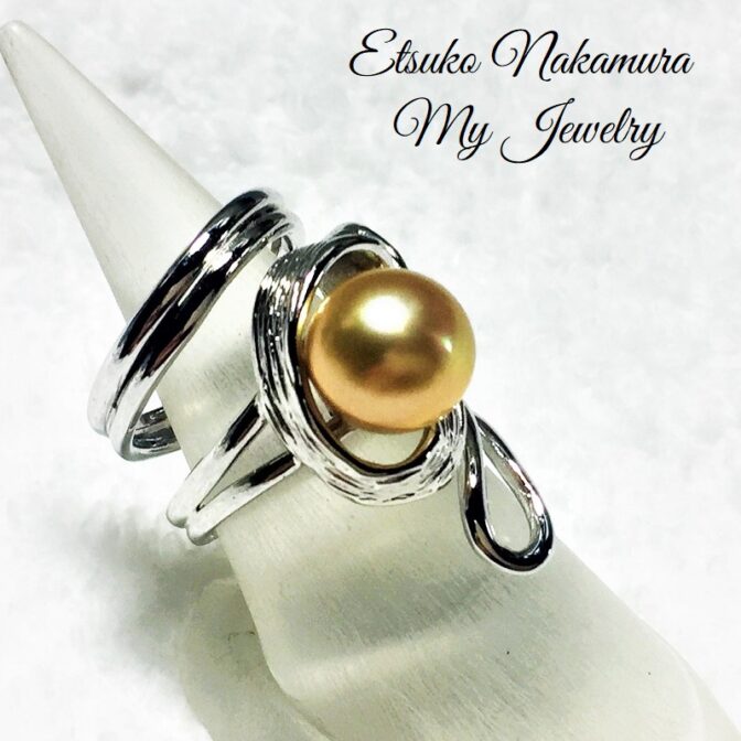 シルバーFPR38中央の南洋バロックゴールドフリーサイズリング