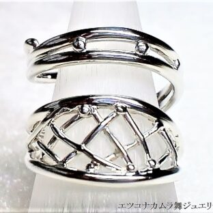 トップメッシュが素敵なシルバーフリーサイズリングFR64