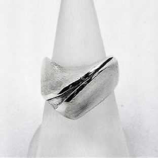 中央走る二本のレールシルバーデザインリングJE3