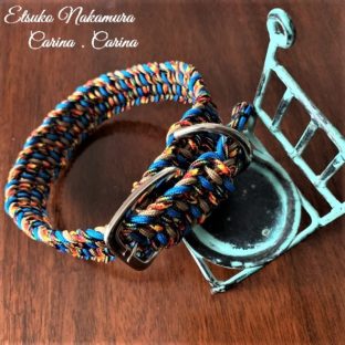 パラコード大、中型犬マクラメのたたみ編み首輪　No5