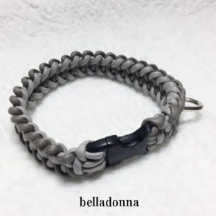 綿ロープグレーとライトグレーのマクラメ編み首輪