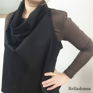 黒の襟ドレープベスト・ベラドンナ