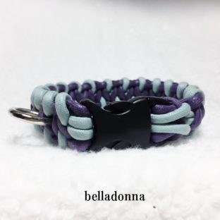 綿ロープ水色とパープルのマクラメ編みの首輪