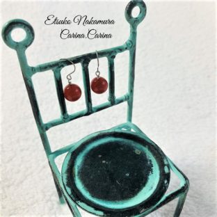 カーネリアン丸玉ピアス・イヤリング