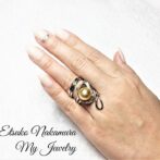 シルバーFPR38中央の南洋バロックゴールドフリーサイズリング