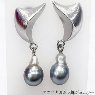 南洋バロックパールシルバーピアスE15