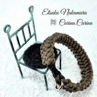 [公式]#14 パラコード中、小型犬首輪茶と 焦げ茶マクラメ編みNo27