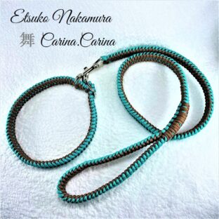 [公式]パラコードマクラメ編み#34No19大、中型犬リード＆首輪セット