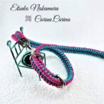 「公式」パラコードマクラメ編みNo23中、小型犬リード＆首輪セット