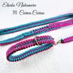 「公式」パラコードマクラメ編みNo23中、小型犬リード＆首輪セット