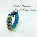[公式]パラコードマクラメ編みNo61 ターコイズブルーとオレンジ＆イエローの犬首輪