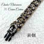 [公式]パラコードマクラメ編みNo52 茶と白＆黒の犬首輪