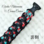 [公式]パラコードマクラメ編みNo65 ターコイズブルー＆レッドとネイビーの犬首輪