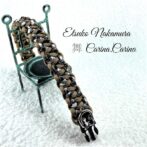 [公式]パラコードマクラメ編みNo52 茶と白＆黒の犬首輪