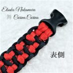 [公式]パラコードマクラメ編みNo51 赤とネイビー犬首輪