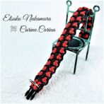 [公式]パラコードマクラメ編みNo51 赤とネイビー犬首輪