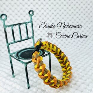 [公式]パラコードマクラメ編みNo59 オオレンジとハニーイエロ＆コヨーテの犬首輪