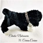 [公式]マクラメ編みNo44　茶＆白黒まだらの平結びアレンジ小型犬首輪