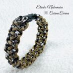 [公式]パラコードマクラメ編みNo52 茶と白＆黒の犬首輪