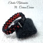 [公式]マクラメ編みNo45　ネイビー＆赤の平結びアレンジ小型犬首輪