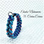 [公式]パラコードマクラメ編みNo60 ターコイズブルーと紫＆赤まだら色の犬首輪