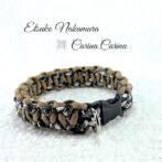 [公式]パラコードマクラメ編みNo52 茶と白＆黒の犬首輪