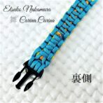 [公式]パラコードマクラメ編みNo61 ターコイズブルーとオレンジ＆イエローの犬首輪