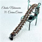 [公式]パラコードマクラメ編みNo53 茶と白＆黒の犬首輪