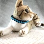 [公式]パラコードマクラメ編み＃45ターコイズブルーと黒色の犬猫首輪