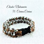 [公式]パラコードマクラメ編みNo53 茶と白＆黒の犬首輪