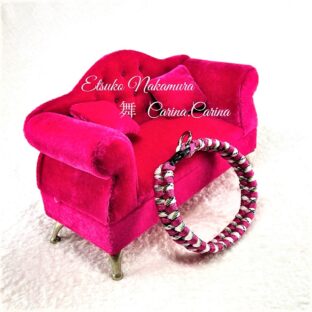 [公式]マクラメ編みNo47ローズ＆B.W矢羽風犬首輪