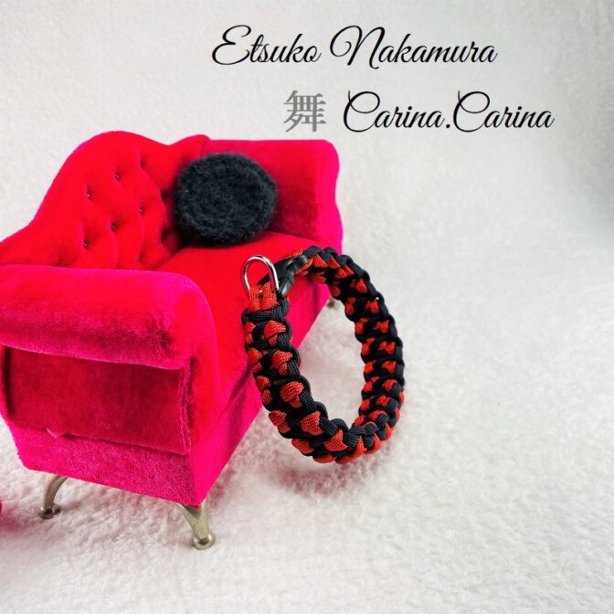 [公式]パラコードマクラメ編みNo51 赤とネイビー犬首輪