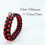 [公式]パラコードマクラメ編みNo51 赤とネイビー犬首輪