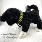 [公式]マクラメ編みNo46ダークグリーン＆キイロ平結びアレンジ小型犬首輪