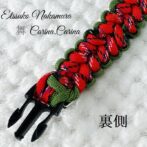 [公式]パラコードマクラメ編みNo57 ダークグリーンとデザートレッドの犬首輪