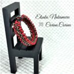 [公式]パラコードマクラメ編みNo69 赤まだらと赤の犬猫首輪